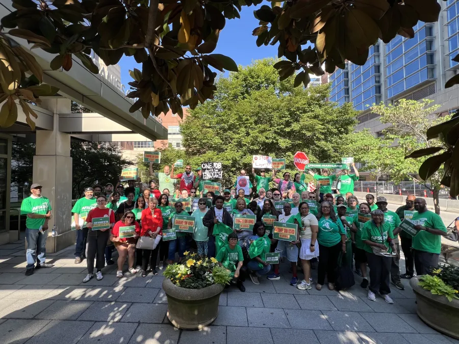 AFSCME members outside a University System of Maryland Board of Regents meeting